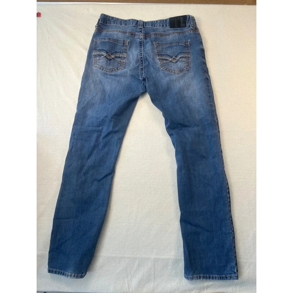Seven7‎ Mens Straight Leg Jeans W34 L34 Medium Wash Blue Stretch Denim Pants